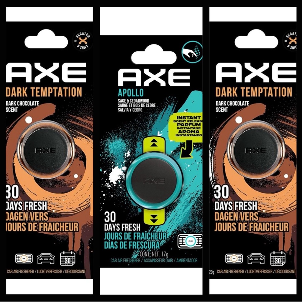 Axe Dark Temptation and Apollo Car Fresheners Air Freshener NEW Stocking Stuffer